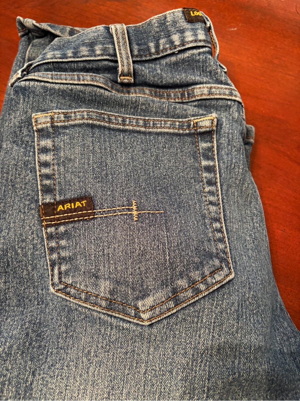 Ariat Men's Light Blue Relaxed Jeans - Back Pocket Detail